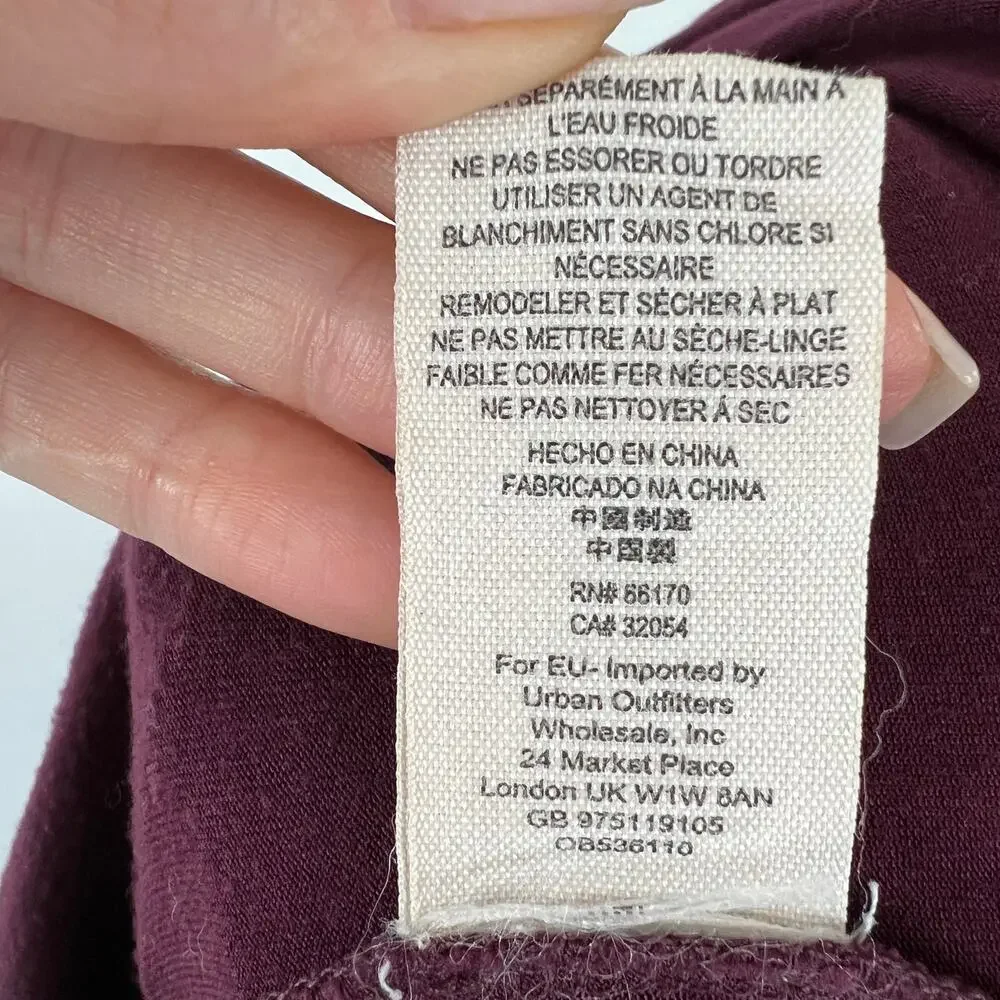 Free People We The Free Burgundy Long Sleeve Side Split Hem Luna Tee Size M